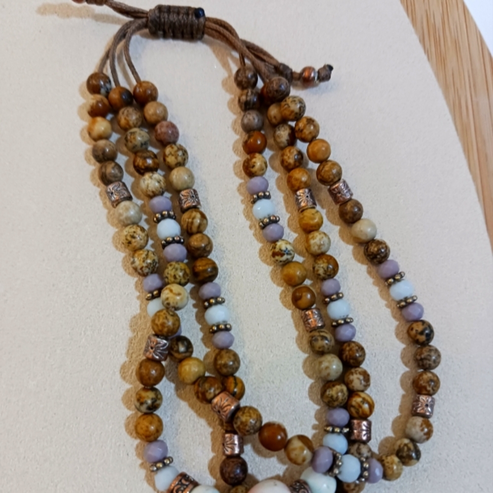 Adjustable beaded three strand quality beads for the wrist crystal stretch brace